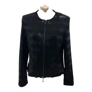 Joseph Ribkoff Size 4 Y2K Black Sequin Laser Cut Veston/Jacket